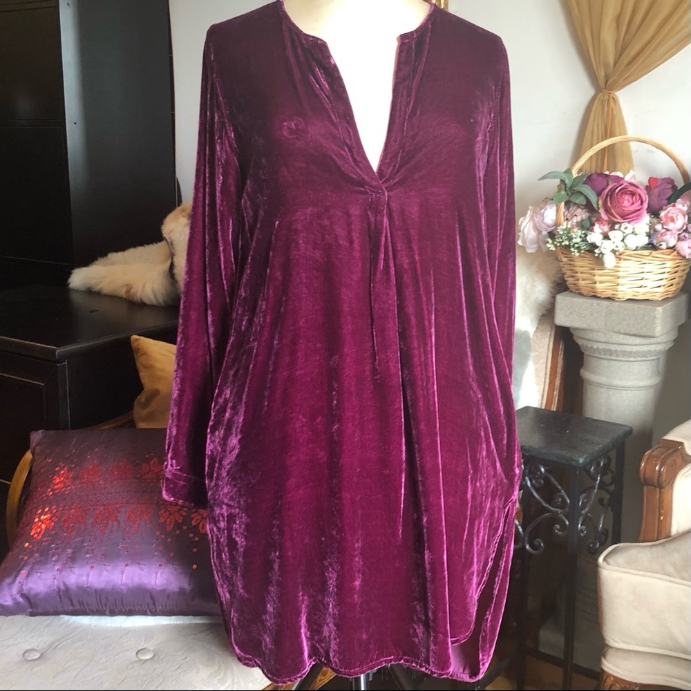 NWT Free People - She’s Got It Velvet Shirt Dress, XS